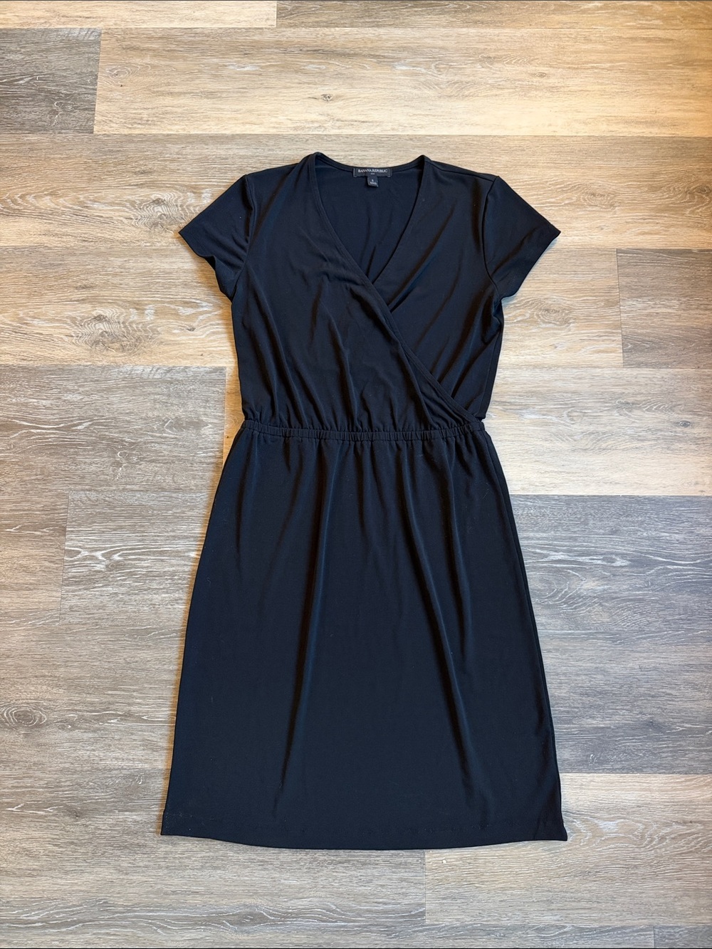 Banana Republic Black Faux-Wrap Midi Dress